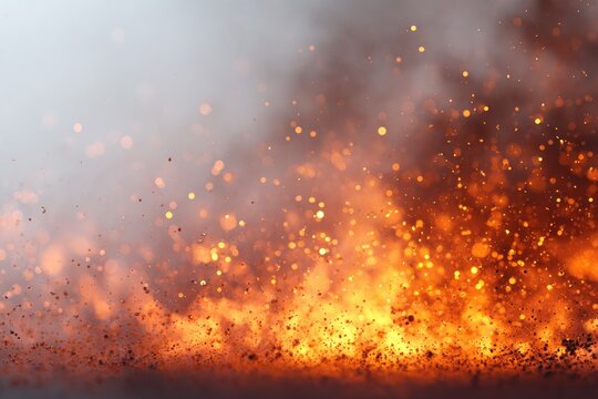 Fiery explosion with glowing embers and thick smoke, dynamic energy