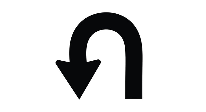 return arrow icon black silhouette on white background