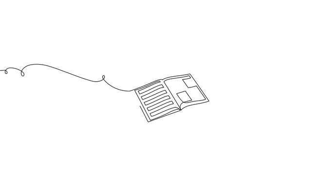 Continuous one line book drawing art paper stack pen vector document. Book art pen open concept continue hand notebook people sketch signature style icon school abstract summary education notepad