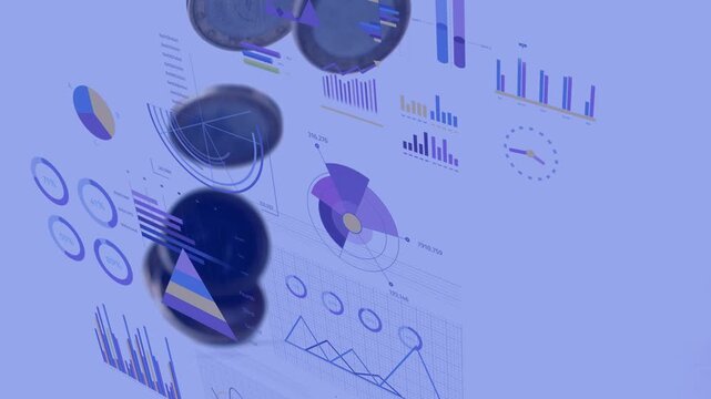 Dark coin entering top-left starting tumbling coins across panel tracking data flow