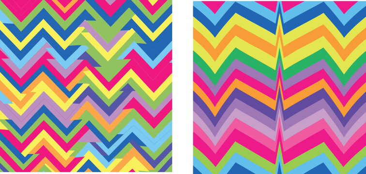 Vibrant colorful chevron seamless pattern background with bright multicolored zigzag geometric lines vector illustration
