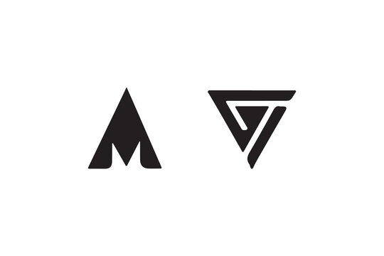 Minimalist abstract geometric logo design with mountain and triangle symbols in black