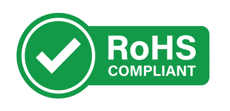 Green RoHS Compliant badge with a white checkmark indicating adherence to environmental standards.