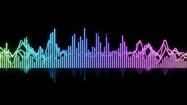 Vibrant Audio Waveform Visualization with Colorful Spectrum Display.