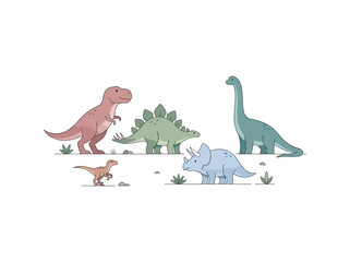 Cartoon dinosaurs walking together in nature © MST