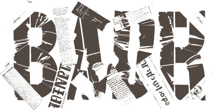 Large dark brown letters forming the word A P L I C A N T' overlaid on white background with fragmented newspaper text