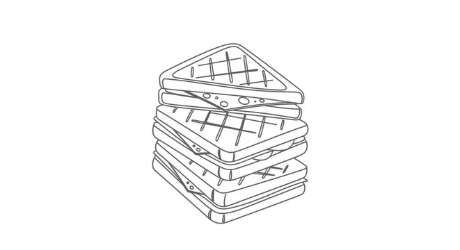 Hand drawn illustration of a stack of toasted sandwiches.