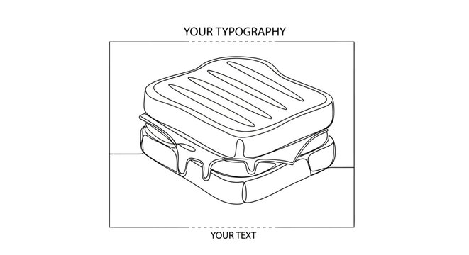 Continuous line art illustration of a grilled cheese sandwich.