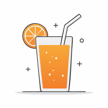 Orange Juice in a Glass with Orange Slice and Straw