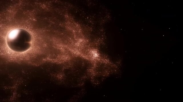 Mysterious sphere transforming and glowing with energy in a cosmic nebula animation