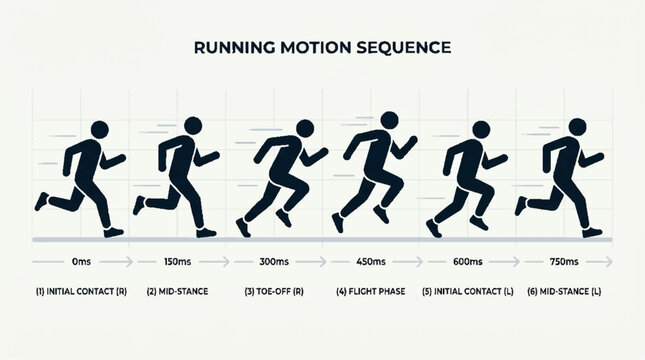 Running Motion Sequence: Human Gait Cycle Analysis and Timing