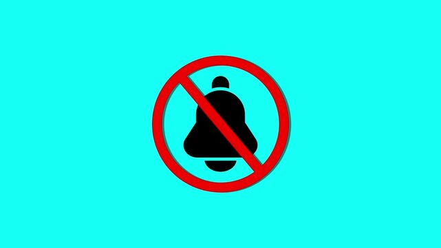 A beautiful Silent Mode Symbol,no notification bell mute Icon on blue background.Abstract disable alerts and silent mode Symbol icon animation.