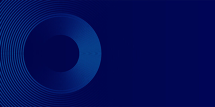 Abstract blue digital dynamic circle line on dark background. Futuristic hi-technology concept. Sound wave. Vector illustration