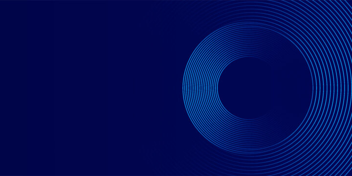 Abstract blue digital dynamic circle line on dark background. Futuristic hi-technology concept. Sound wave. Vector illustration