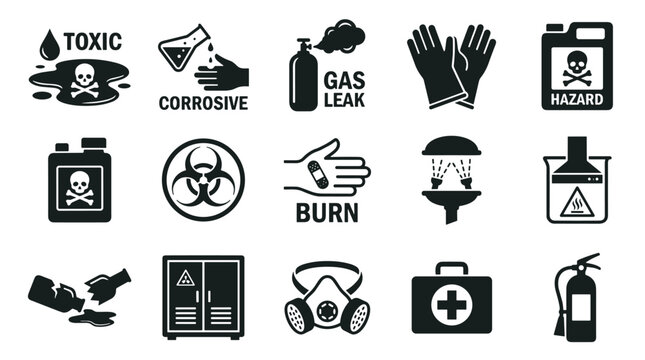 Industrial Safety Hazards and Protective Equipment Pictograms Collection