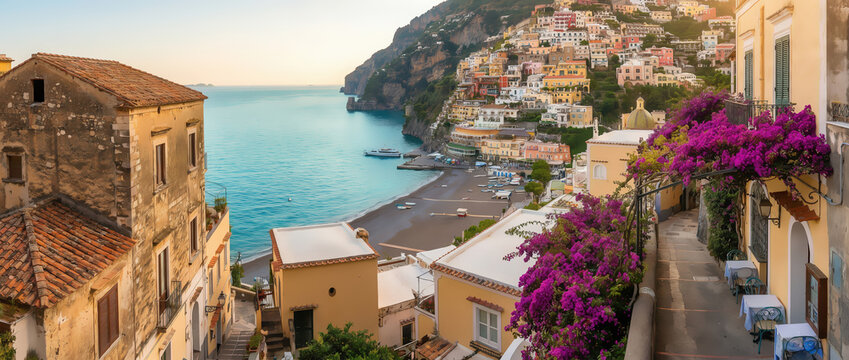 Positano, Italy along the stunning Amalfi Coast.