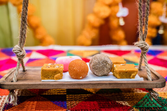 Decorated Indian Sweets for Diwali festival mithai