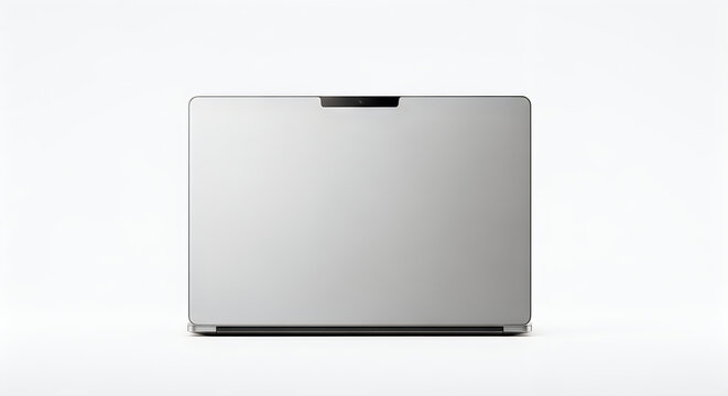 Sleek silver laptop with minimalist design and closed lid isolated on white background