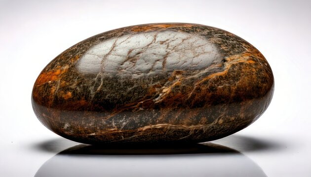 Polished Bronzite Stone - A Close-Up of Earthy Tones and Smooth Texture.