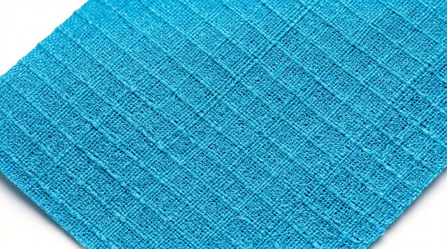Macro texture of vibrant cyan blue waterproof breathable ripstop nylon fabric used in mountaineering.