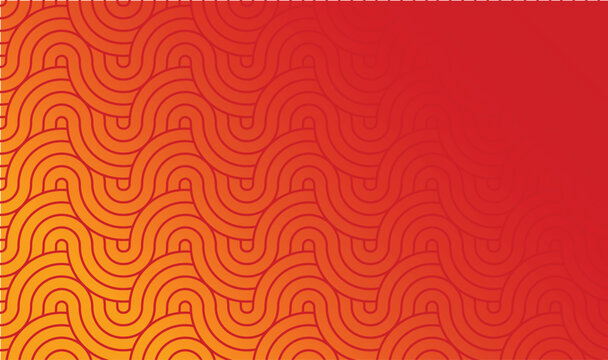 Abstract Red and Orange Oriental Wave Seamless Pattern. Chinese New Year Style Wavy Line Texture Background for Traditional Asian Packaging, Food Banner, Japanese Noodle Menu Backdrop 