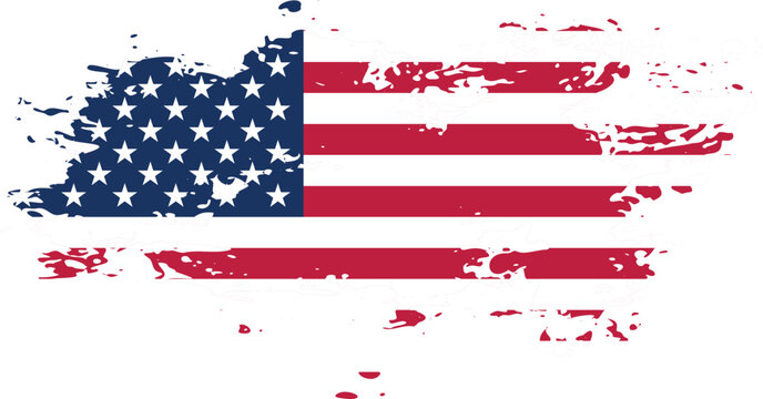 Vector illustration of distressed USA flag with grunge paint texture and worn vintage effect. Patriotic American design perfect for Independence Day, posters, apparel, stickers, retro themed graphics