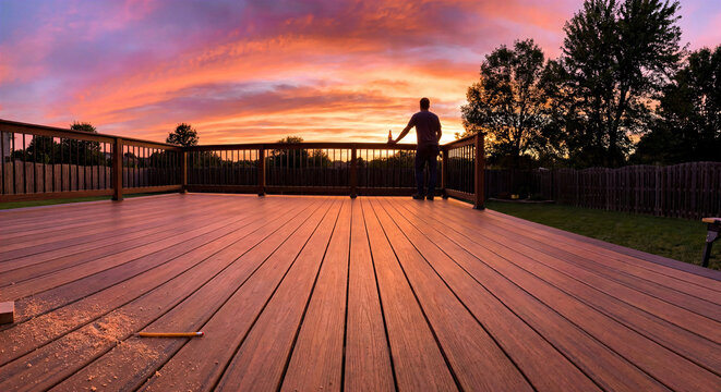 Man enjoying sunset on new composite deck