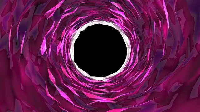 Abstract vivid pink wireframe tunnel background seamless loop, futuristic infinite cosmic tunnel with glowing lines, 4K motion graphics for synthwave and cyberpunk music video backgrounds