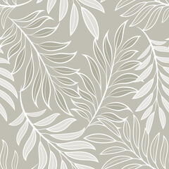 Abstract floral background with leaves seamless pattern. Tropical pattern, palm leaves seamless floral background. © tubtim