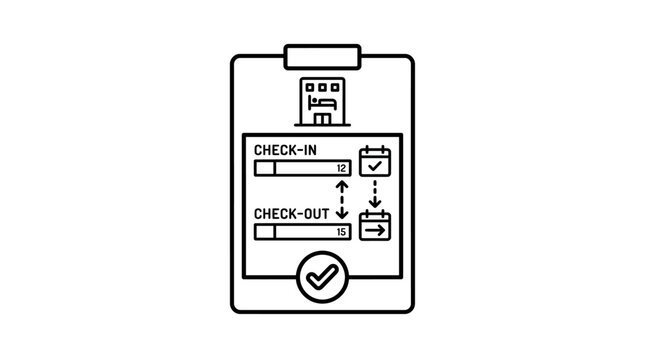 A minimalist, single icon representing flight booking, featuring an airplane and ticket details