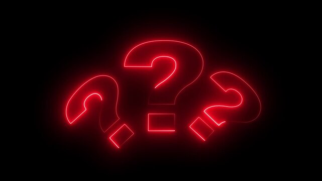 Question mark sign animation. Neon colored digital 3D big question rotational. motion graphics Question Mark Icon Neon Style Animation and icon. Neon question mark icon on black background