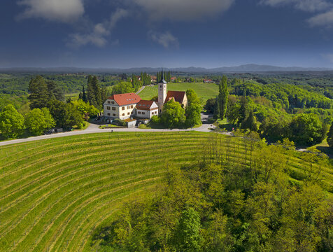 Landscape with vineyards around the village of Jeruzalem, Ljutomer - Jeruzalem is a small settlement in the eastern part of the Slovene Hills (Slovenske gorice) in northeastern Slovenia.
