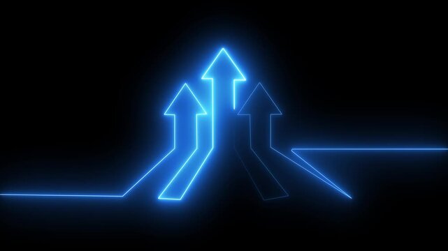 Up direction arrow icon animation featuring a glowing arrow pointing upwards, pulsating. Money, profit, investment, growth business, economy, finance and success concept.4k 