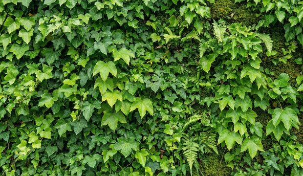 Green ivy leaves covering wall natural texture background for landscaping and design