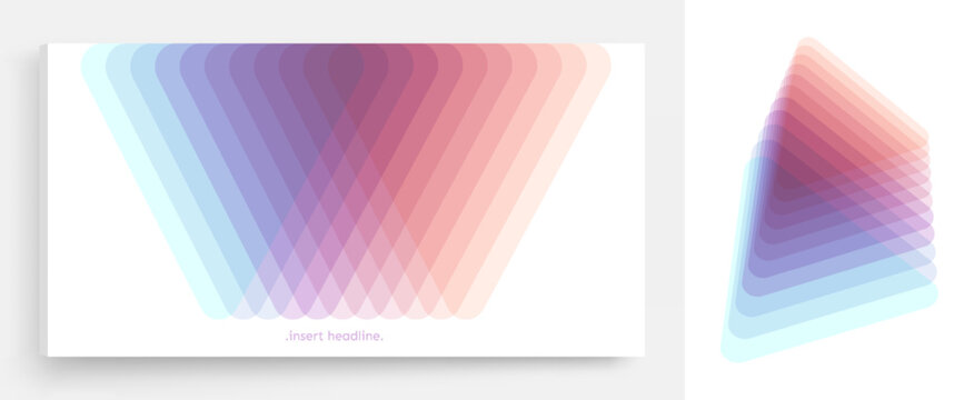 Geometric triangular shape isolated on a white background. Offset and overlapping layers. Semi-transparent element. Template for an invitation to an event or conference. Vector illustration for design