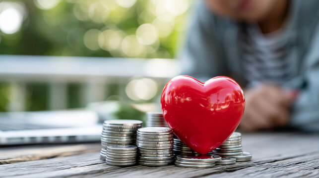 Close-up of a donation campaign concept encouraging giving to vulnerable population support organizations, charity concept, donation campaign photography, charitable giving