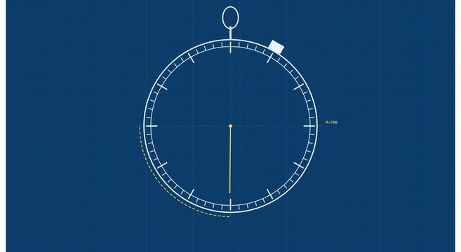 Minimalist stopwatch timer animation for precise countdown and deadline animation