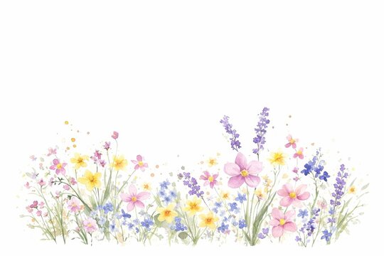  Elegant Hand-Painted Botanical Artwork Showcasing Diverse Garden and Field Flowers in a Soft Airy Watercolor Style