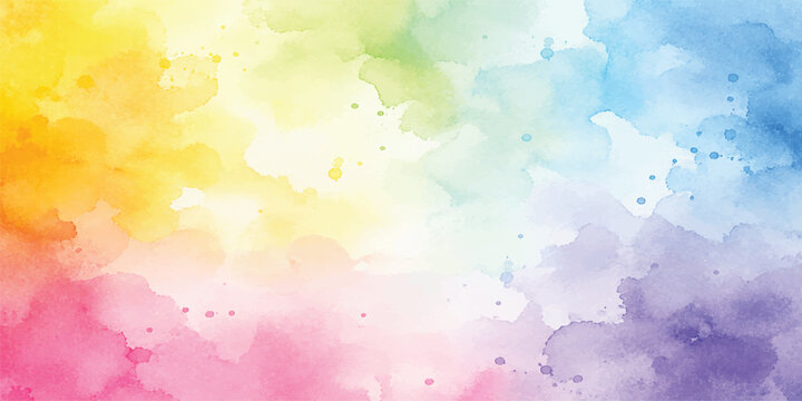 Abstract Rainbow Watercolor Background with Soft Pastel Texture and Colorful Artistic Wash
