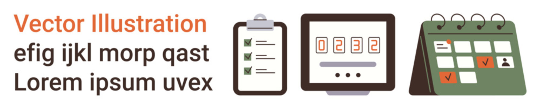 Productivity, organization, deadline tracking, time management, planning, personal scheduling. Includes checklist, timer display and calendar. Productivity and organization