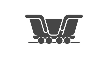 Empty Mining Cart on Rails, Industrial Transportation Icon © dyah.std