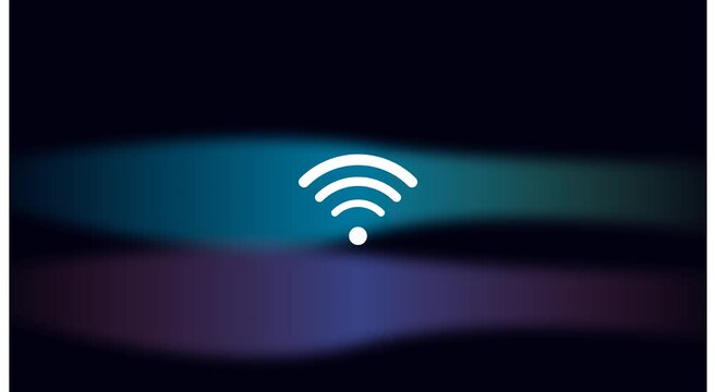 Wi fi signal animation with abstract glowing blue purple animation background