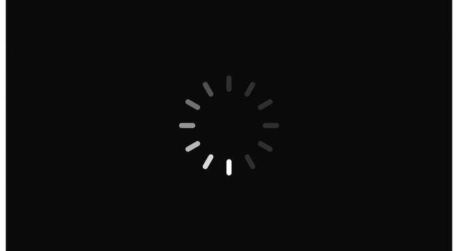 Minimalist loading spinner animation on animation black background