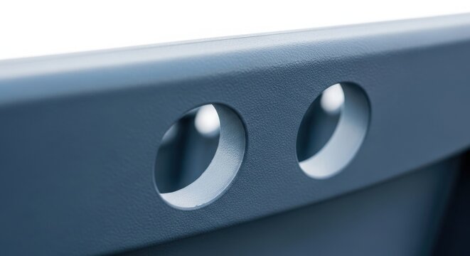 Gray plastic panel with two holes