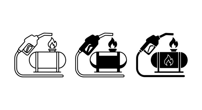 Gas Pump Icon Set, Fuel Station Nozzle, Energy Supply Vector Graphics, Refueling Station Symbols