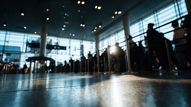 Blurry Image of People in an Airport Waiting Area
