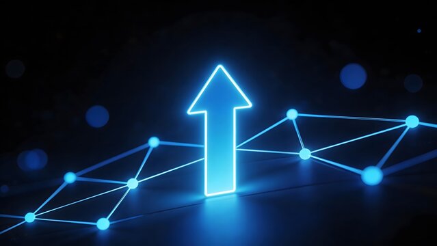 Blue glowing arrow network connection