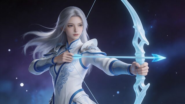 Archer in white and blue armor