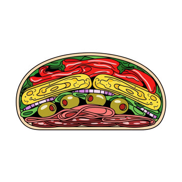 Delicious Sub Sandwich Layers - Illustration of Fresh Ingredients