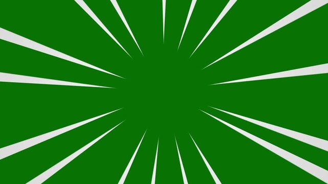 White anime speed lines seamless motion, Seamless loop of radial speed lines for focus action, Moving zoom comic speed line, Radial burst lines seamless looping footage, green screen background. 4k 